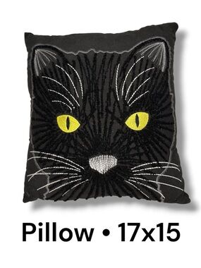 Black Cat Face Decorative Pillow by